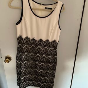 White and black lace dress